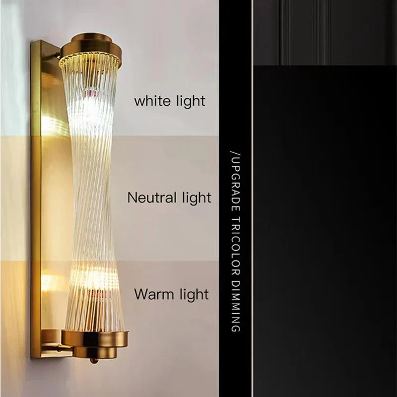DecorBites™ Crystal Wall Sconce: Copper LED Bedroom Lighting for TV Background, Dining Room