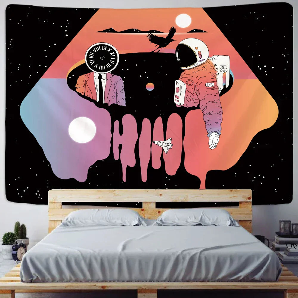 DecorBites™ Futuristic Astronaut Tapestry Wall Hanging - Boho Room Decor for Hip Beach Vibe