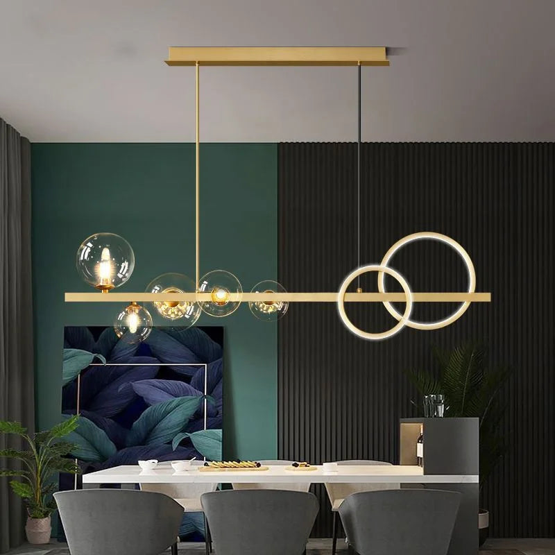 DecorBites™ Glass Ball Pendant Chandelier: Scandinavian LED Light for Kitchen Dining Table