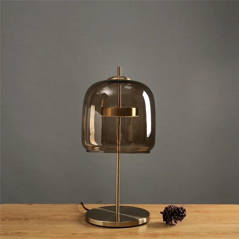 DecorBites™ Glass Lampshade LED Table Lamp for Modern Bedroom Decor