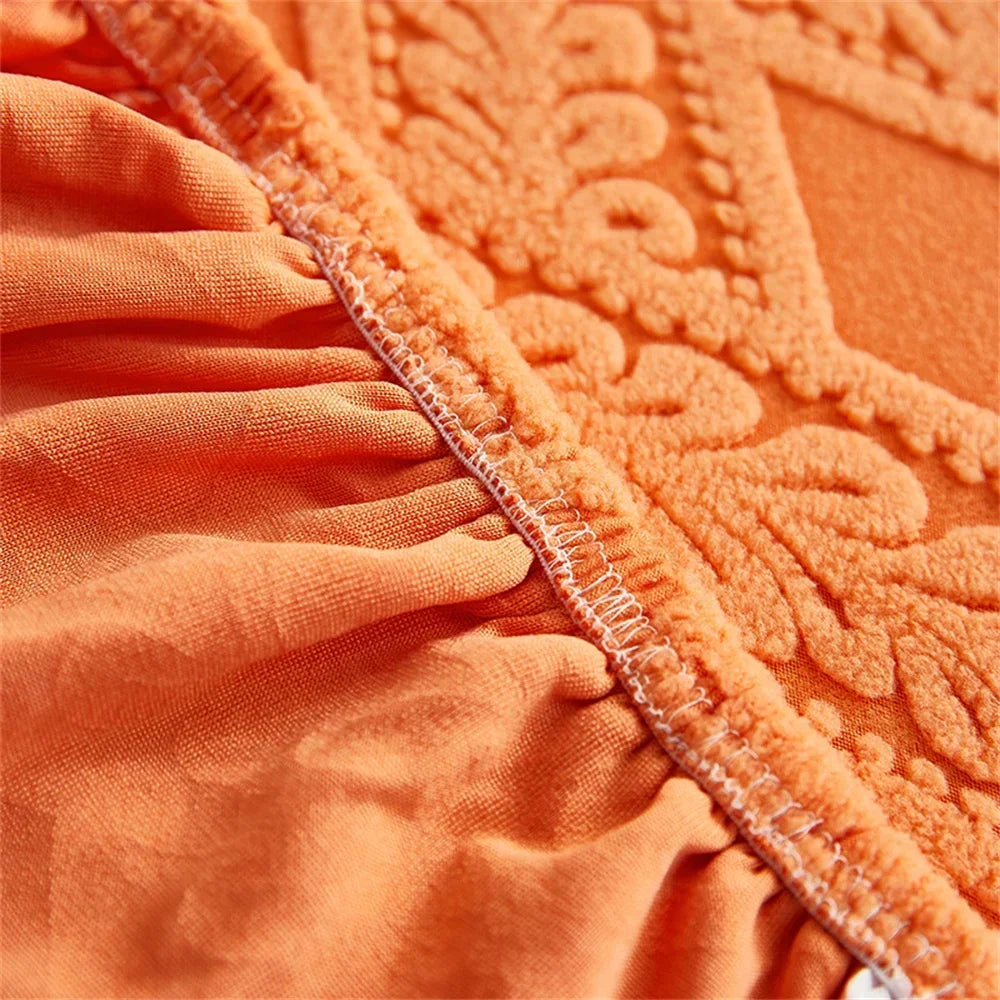 DecorBites™ Jacquard Velvet Sofa Seat Covers: Luxury Polar Fleece Stretch Protector