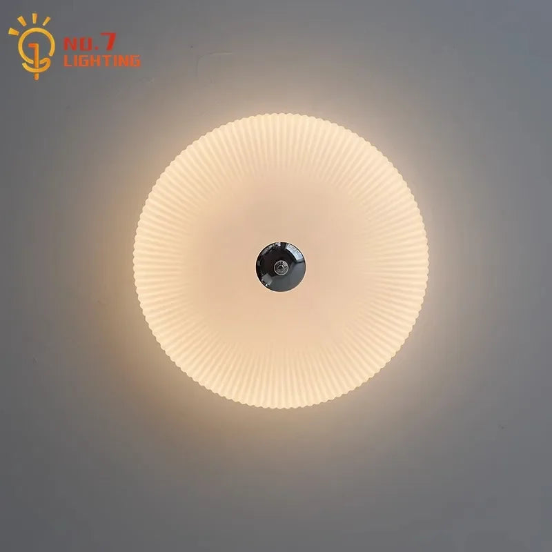 DecorBites™ Cream Glass Round Ceiling Lights | Modern LED Indoor Lighting | Bedroom Study Balcony Lighting