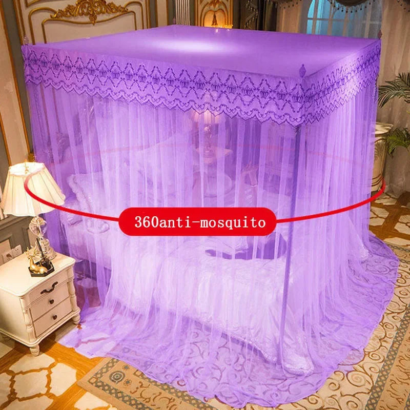 DecorBites™ Lace Mosquito Net with Stainless Steel Bracket - Queen Size Bed Tent