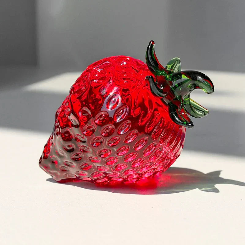 DecorBites™ Glass Red Strawberry Figurine Crystal Fruit Miniature Ornament Decor