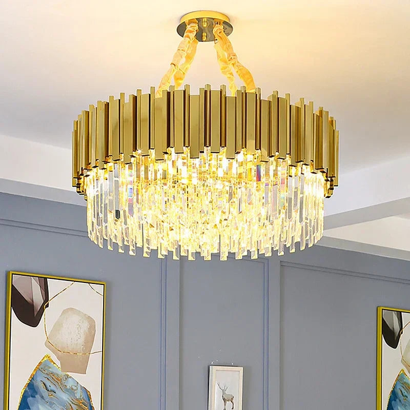 DecorBites™ Crystal Oval Ceiling Chandelier LED Lights Bedroom Living Room Lighting