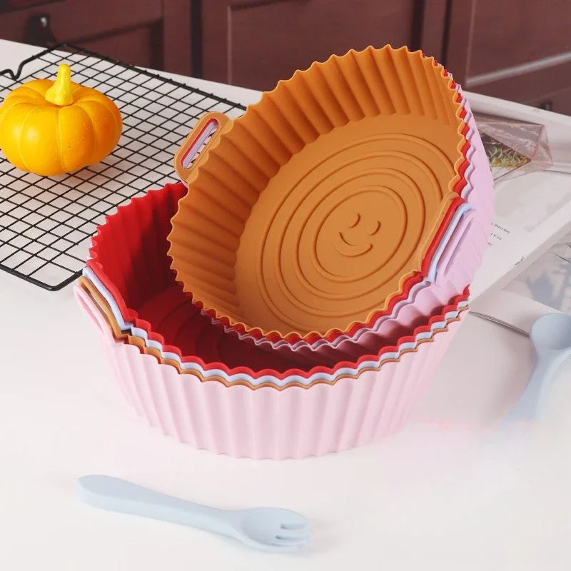 DecorBites™ Air Fryer Silicone Basket Trays Baking Grill Pan Pizza Mat Accessories
