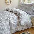 DecorBites™ Cotton Grid Pattern Bedding Set with Duvet Cover & Pillowcases for Double Bed
