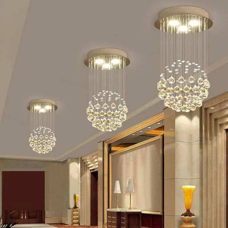 DecorBites™ Crystal Ball Ceiling Chandelier: Elegant LED Light Fixture for Home Decor