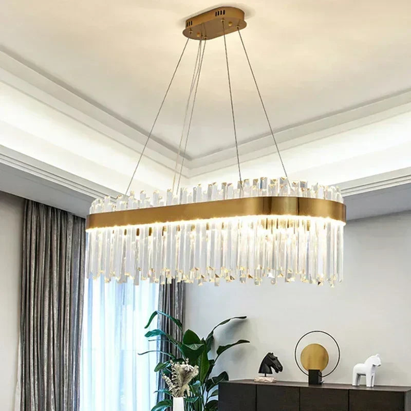 Modern gold crystal ceiling pendant light dining room chandelier