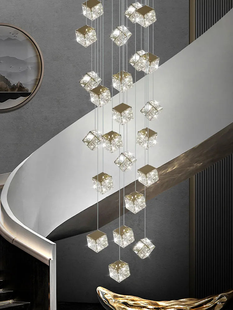 DecorBites™ Crystal Modern Chandelier for Living Room Luxury Loft LED Lighting Staircase Chandelier