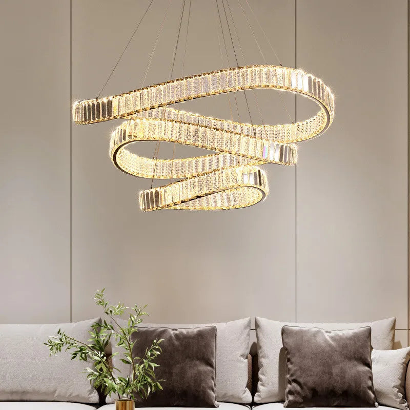 DecorBites™ Crystal LED Pendant Chandelier - Modern Irregular Steel Foyer Lighting