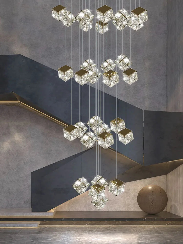 DecorBites™ Crystal Modern Chandelier for Living Room Luxury Loft LED Lighting Staircase Chandelier