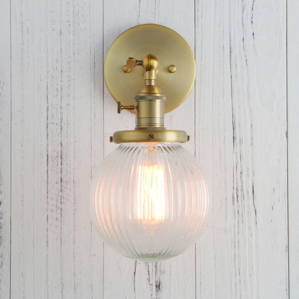 DecorBites™ Industrial Ribbed Glass Wall Sconces for Kitchen Living Room Bedroom