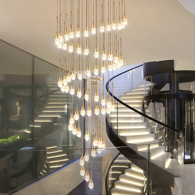 DecorBites™ Crystal LED Staircase Chandelier - Luxe Lighting for Hotel, Living Room, & Lobby