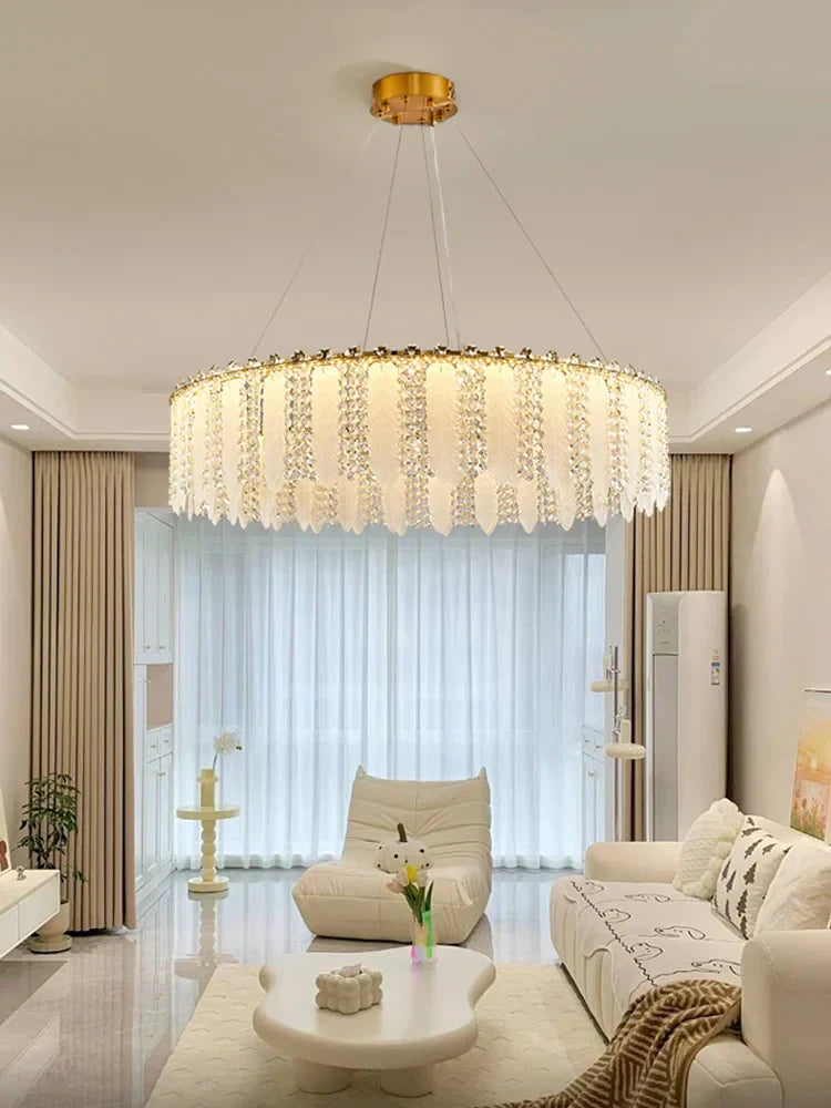 DecorBites™ French Cream Wind Crystal Chandelier 2024 - Modern & Romantic Lighting for Living, Bedroom, Dining