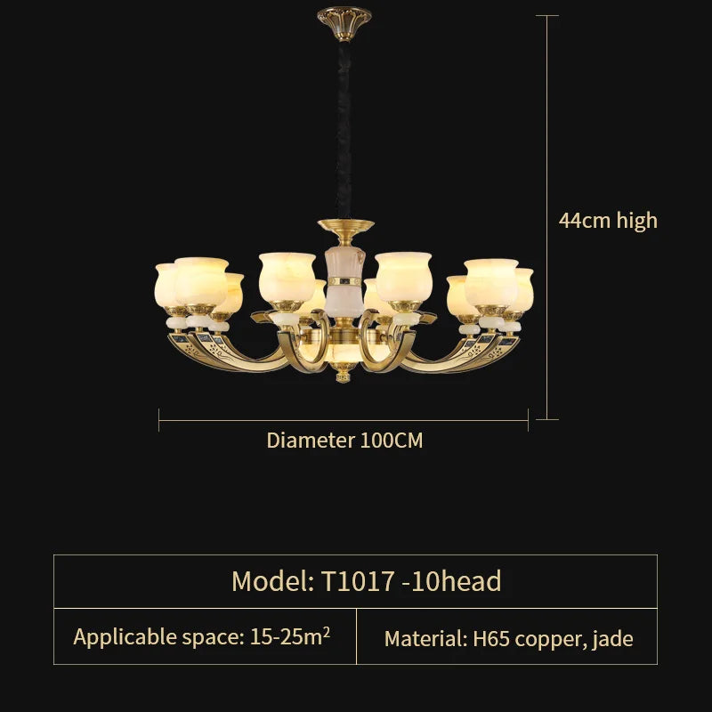 DecorBites™ Copper Jade Pendant Lamp: Modern Chinese Style Dining Room Decor for Villas