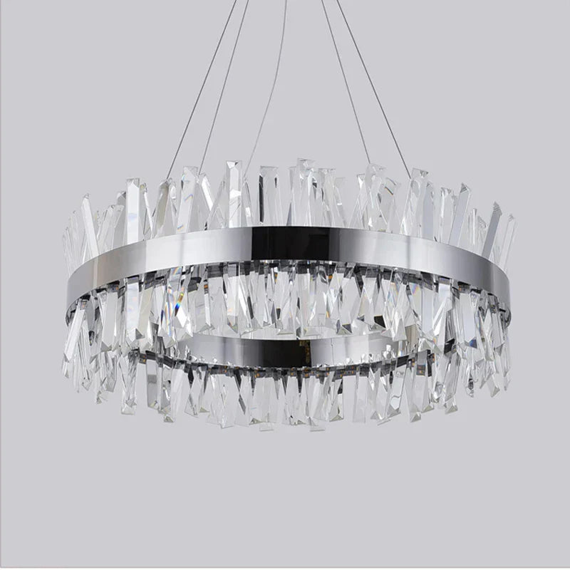 DecorBites™ Crystal LED Pendant Light Chrome/Gold Luxury Chandelier for Kitchen Living Room.