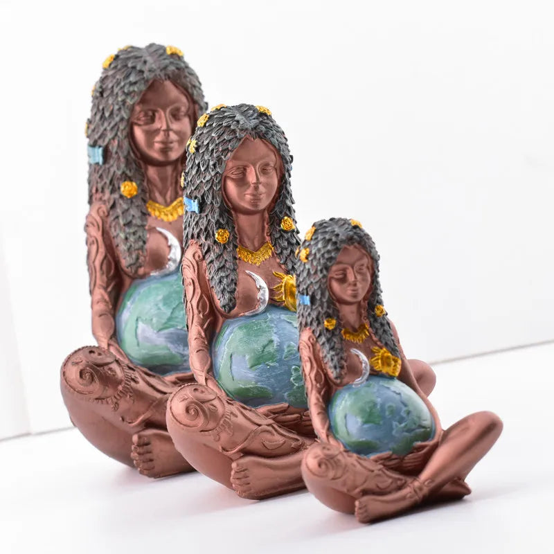 DecorBites™ Gaia Mother Earth Lotus Yoga Pose Resin Figurine Decor for Home Nature Sculpture