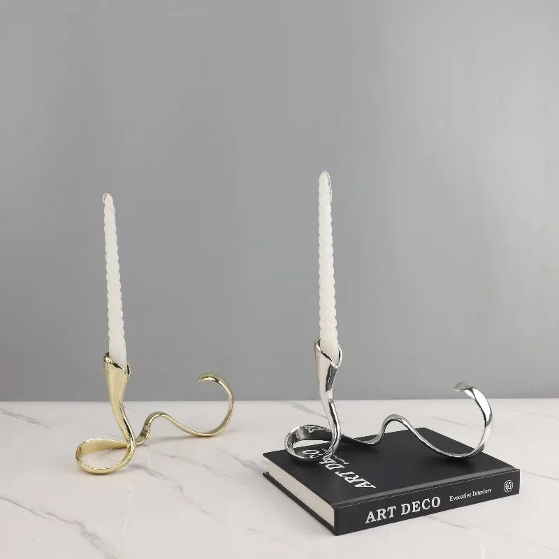 DecorBites™ Geometric Gold Candlestick Holder Centerpiece