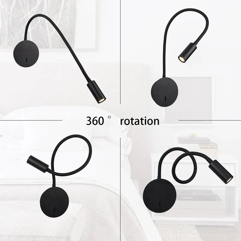 Modern white flexible led wall spot light bedroom reading lamp