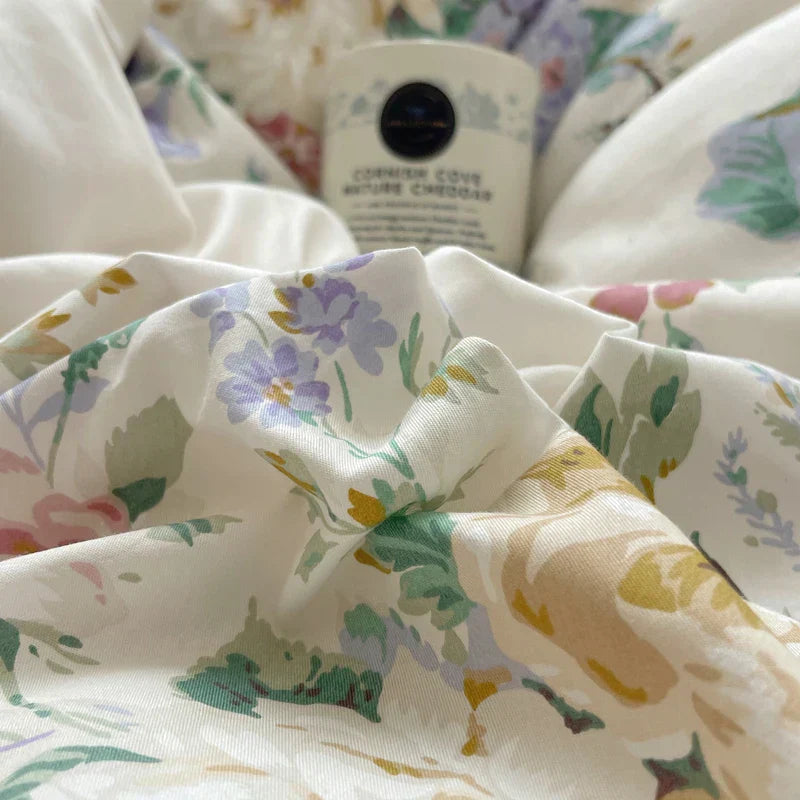 DecorBites™ Korean Princess Flowers Bedding Set - Duvet Cover, Bed Skirt, Pillowcases