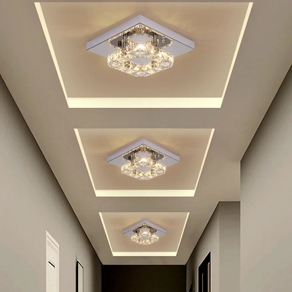 DecorBites™ Crystal LED Square Chandelier Ceiling Lamp for Bedroom Living Room Home Decor