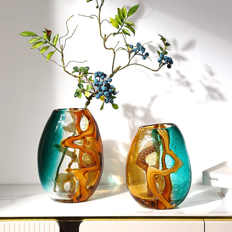 DecorBites™ Abstract Ripple Glass Vase - Home Decor Hydroponic Flower Vase