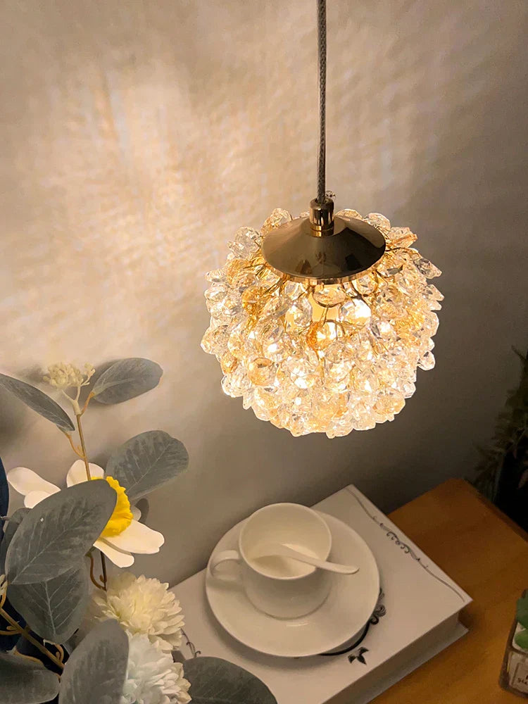 DecorBites™ Gold Metal Crystal Pendant Light for Bedroom Dining Room Aisle Corridor
