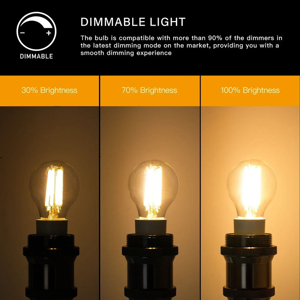DecorBites™ LED Filament Globe Bulbs G45 E27 6.5W High Lumens Ultra Bright Glass Bulbs