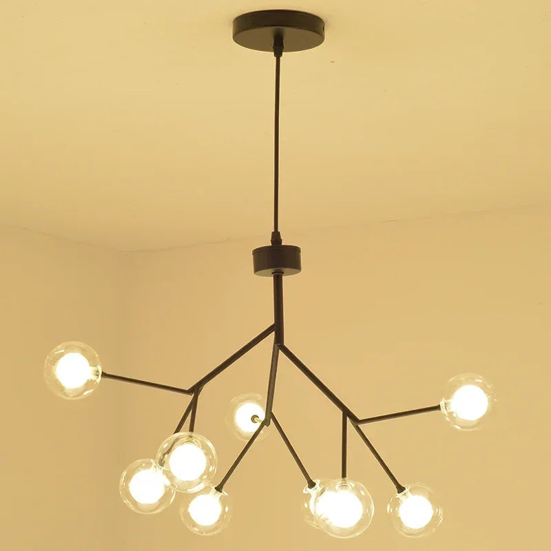 DecorBites™ Heracleum Firefly Glass Round Ball Chandelier - Luxury Staircase Dining Room Lighting