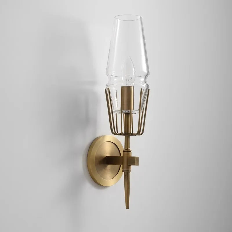 DecorBites™ Dimmable Crystal Glass Brass Wall Light for Bedroom and Bath