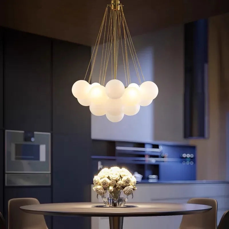 DecorBites™ Glass Ball LED Chandelier Pendant - Modern Hanging Light Fixture for Dining Room