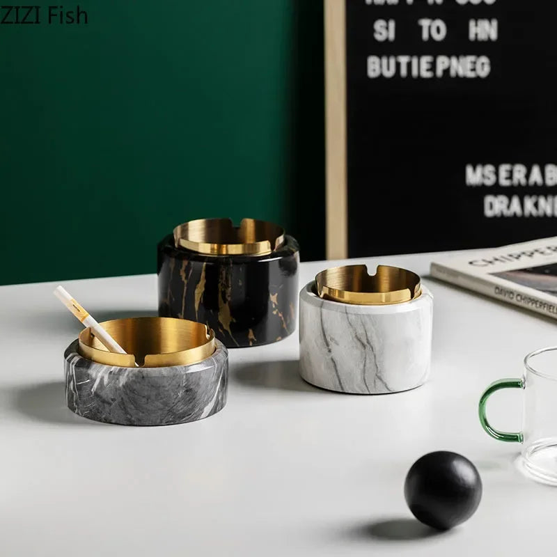 DecorBites™ Gold Plated Marble Texture Ashtray - Smoking Accessories Weed Tray