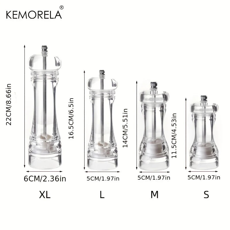 DecorBites™ Acrylic Manual Pepper Grinder | Transparent Salt and Spices Mill Shaker