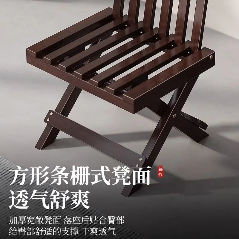 DecorBites™ Bamboo Low Stool with Backrest - Portable Household Folding Mazza Chair