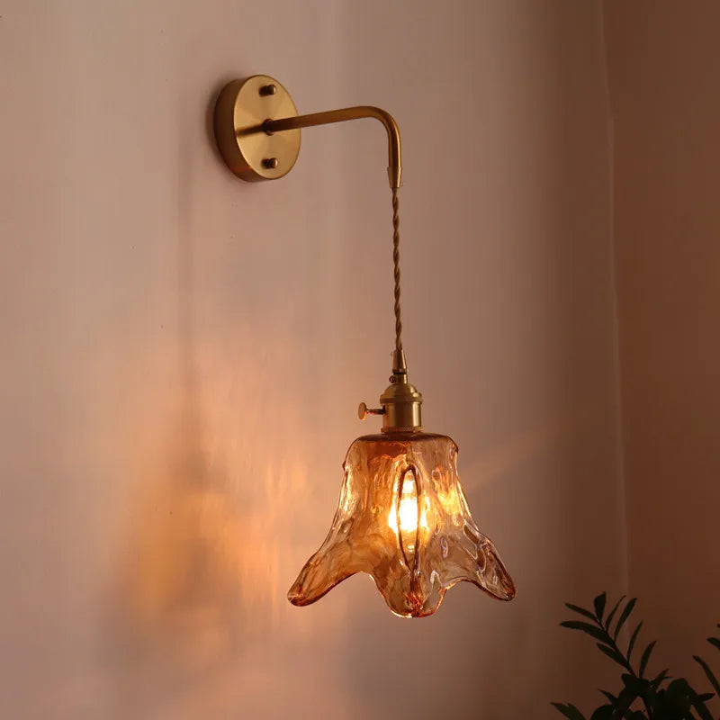 DecorBites™ Japanese Style LED Wall Lamps Living Room Coffee Balcony Stair Light Copper Glass