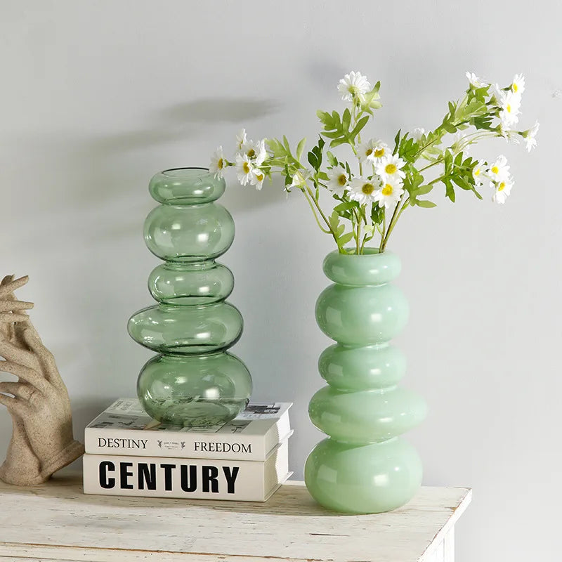 DecorBites™ Geometric Glass Vase Terrarium Pebble Stack Floral Arrangement Home Decor