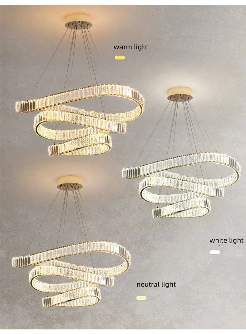 DecorBites™ Irregular Steel & K9 Crystal LED Pendant Chandelier for Foyer, Dimmable Lighting