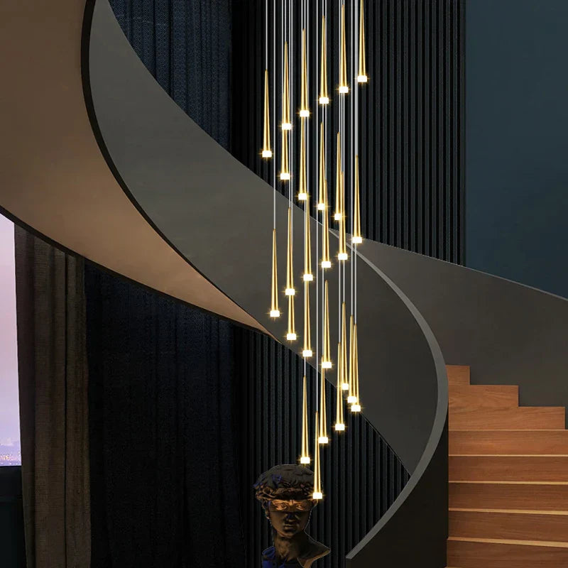 DecorBites™ Golden Tapered LED Chandelier for Modern Living Room, Kitchen, Hall - Indoor Lighting