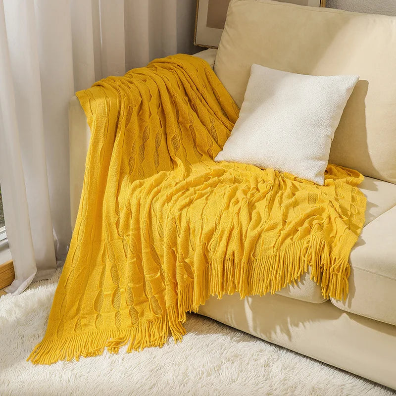 DecorBites™ Knitted Geometric Throw Blanket