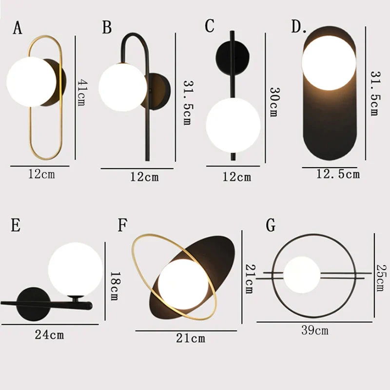 DecorBites™ Glass Gold LED Wall Lamp for Chic Indoor Lighting