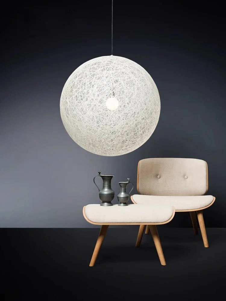 DecorBites™ Hemp Rattan Sphere Pendant Lights for Home Decor & Lighting