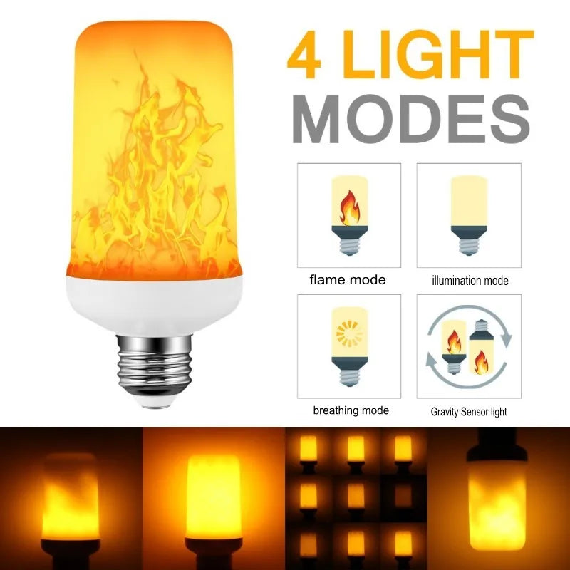 DecorBites™ LED Flame Light Bulb 4 Modes Party Flame Effect Light for KTV Festival Garden Decor