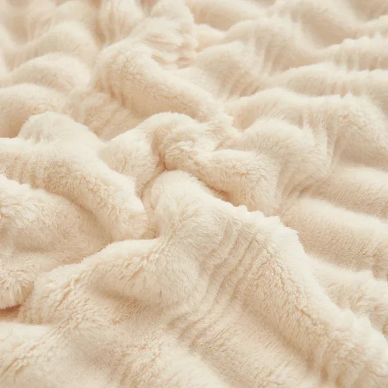 DecorBites™ Fluffy Rabbit Plush Warm Blanket for Bed, Soft & Cozy Autumn Winter Comfort