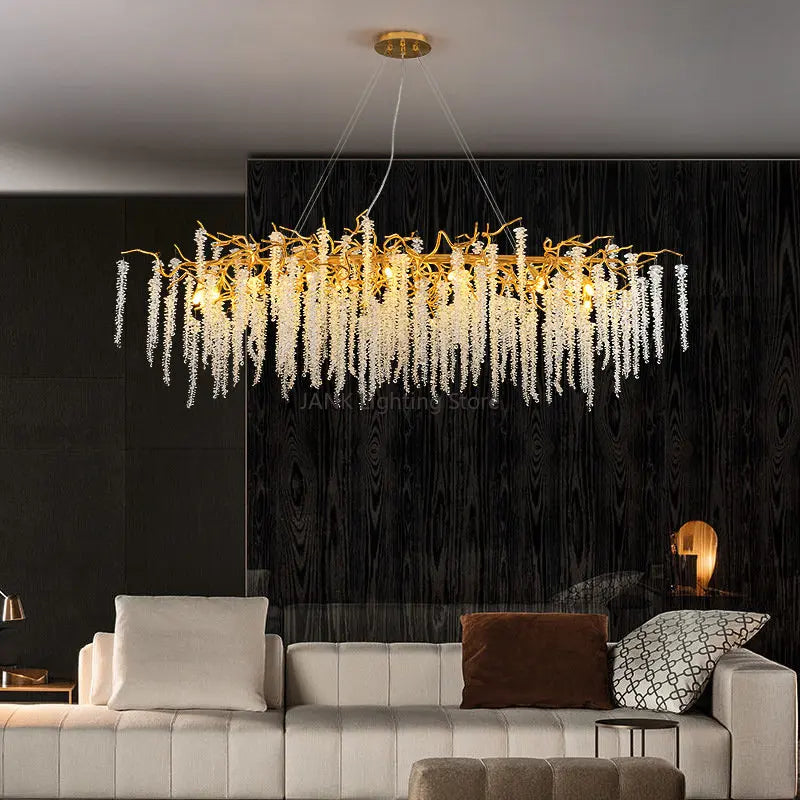 DecorBites™ Crystal Tassel Pendant Chandelier for Dining Room, Kitchen Island, Hall - Luxury LED Lighting