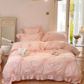 DecorBites™ Korean Princess Style Pure Cotton Bedding Set with Ruffles and Heart Pleat