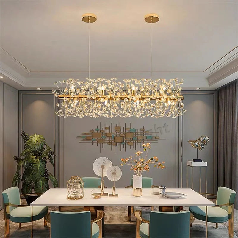 DecorBites™ Gold Crystal Chandelier: Luxury LED Hanging Lamp for Living and Dining Room