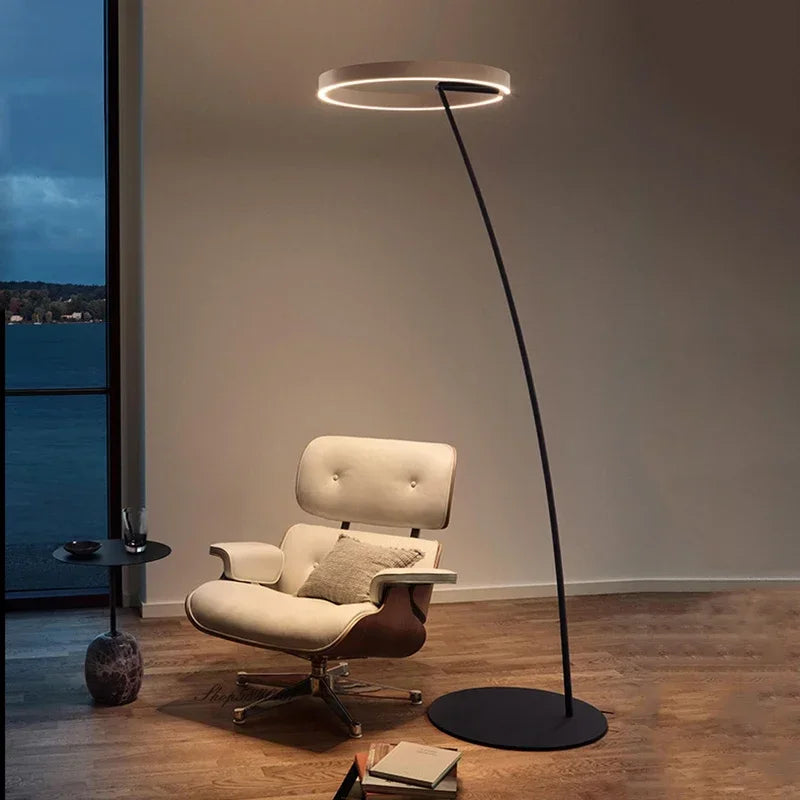 DecorBites™ Circular Luminescence LED Floor Lamp for Elegant Living Spaces