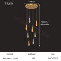 DecorBites™ Gold Crystal Chandelier for Modern Living, Dining & Stair Lighting