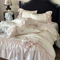 DecorBites™ French Bow Ruffle Flower Embroidery Bedding Set - Luxury Lyocell Cotton